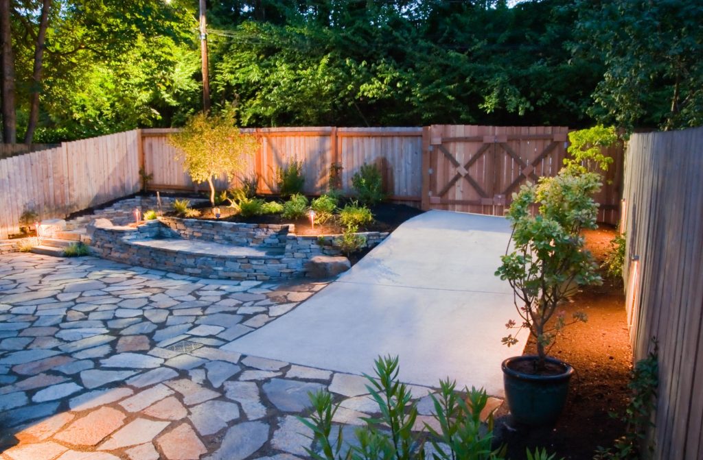 brick stone floor and landscape barrier