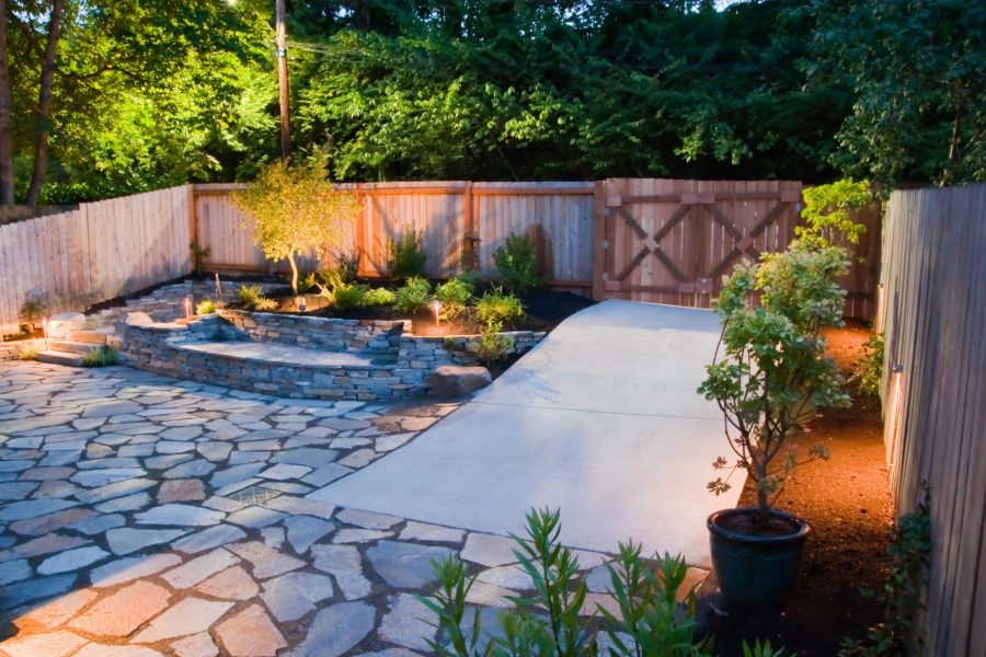 brick stone floor and landscape barrier